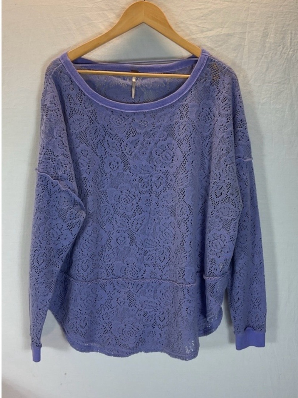 Free People Glacier Not Cold Sheer Lilac Lavender Lace Top Large - Picture 5 of 6